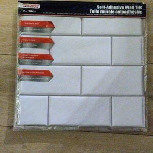 Self-Adhesive Faux Backsplash in Subway White 4 Count.